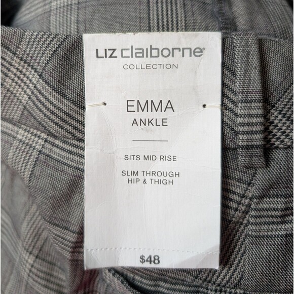 NWT Liz Claiborne Size 14 Emma Ankle Pants Stretch Plaid Classic Dress Career - Picture 6 of 11